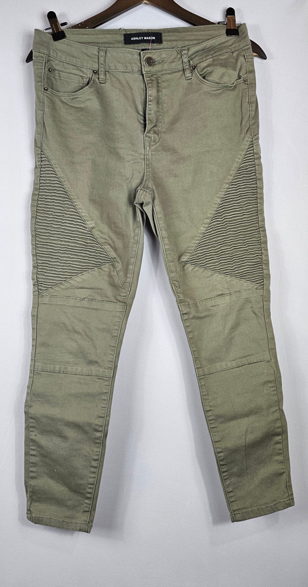 Ashley Mason Olive Green Ruched Stretch Skinny Juniors Pants Size 11/30