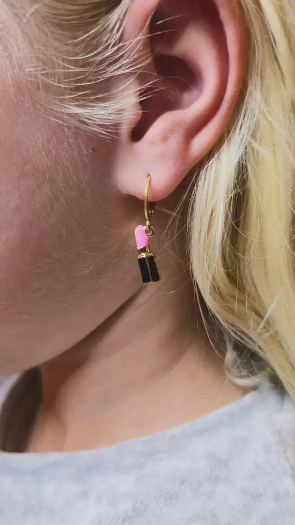 Mini lipstick earrings