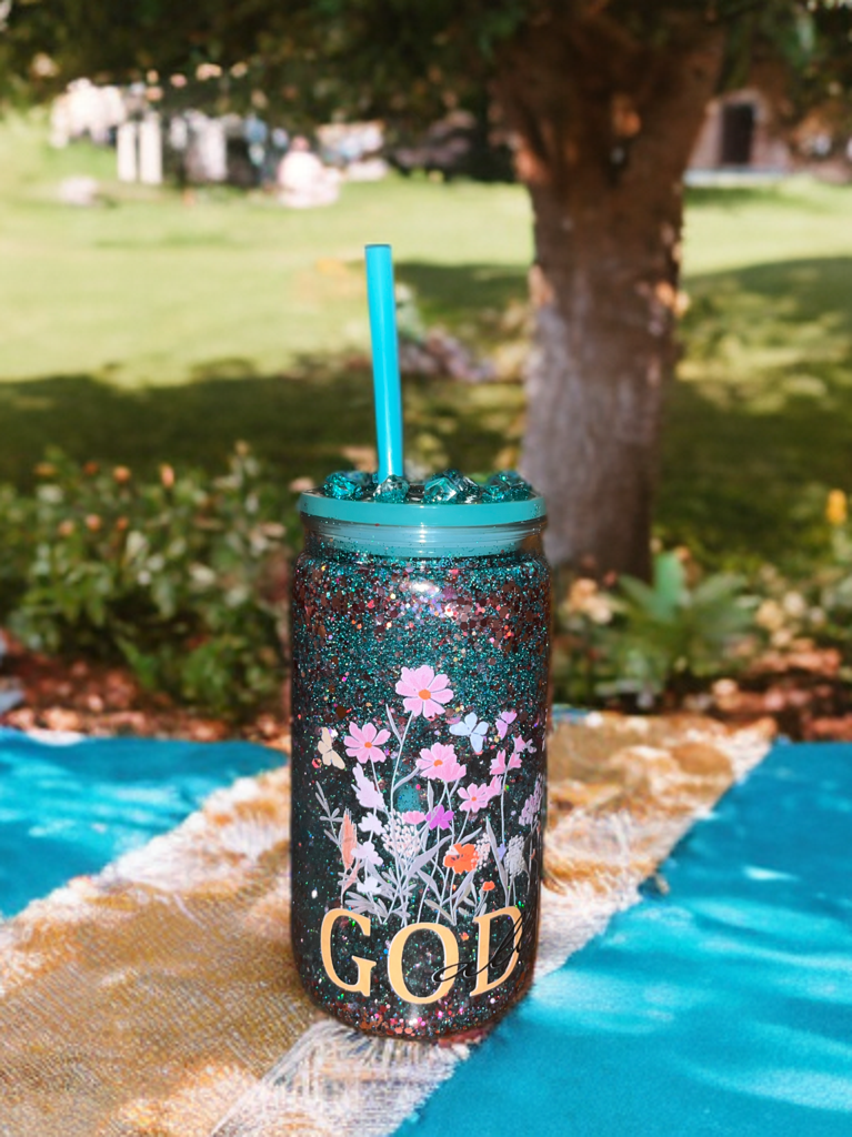 16 ounce Acrylic Snowglobe Tumbler “God is Good”