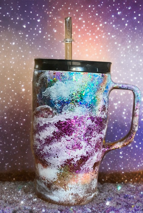 32 oz. Travel  Mug Glitter Swirl and Wave