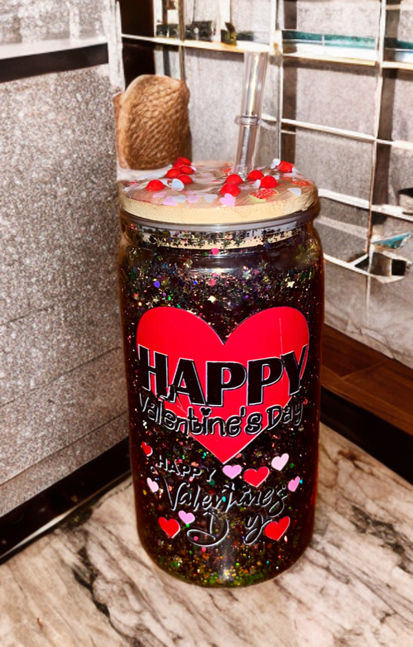 16 ounce Acrylic Snowglobe Tumbler “Valentines Love”