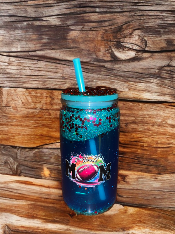 16 ounce Acrylic Snowglobe Tumbler “Football Mom”