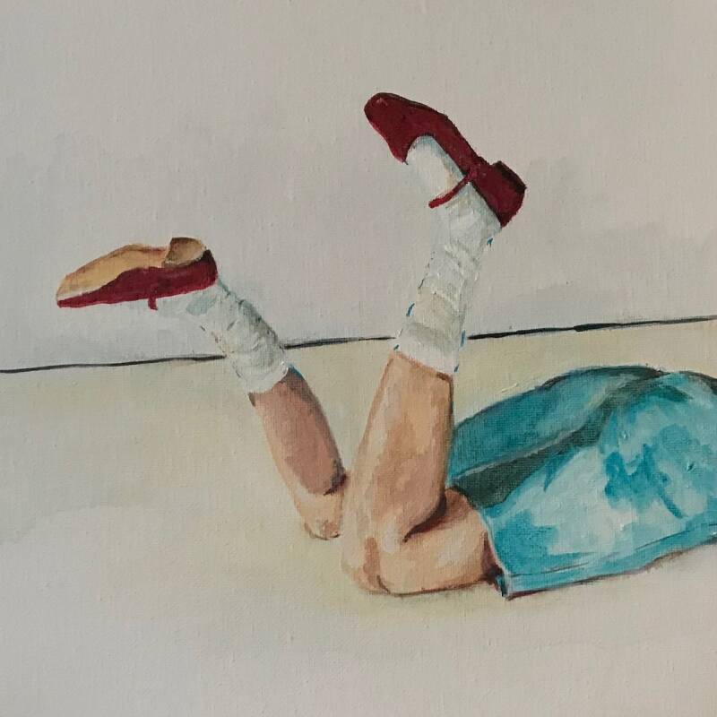 Rode schoentjes - Acryl on canvas - 29x29x4cm - €260