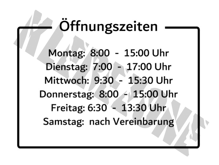 Aufkleber "Öffnungszeiten" *frei konfigurierbar*