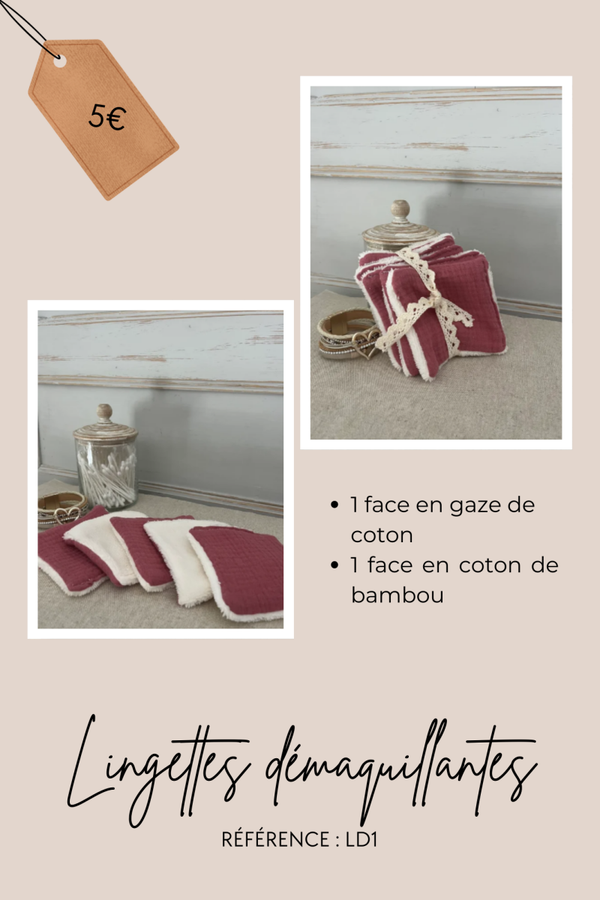 Lingettes de toilette en tissus lavables et réutilisables (lot de 5)