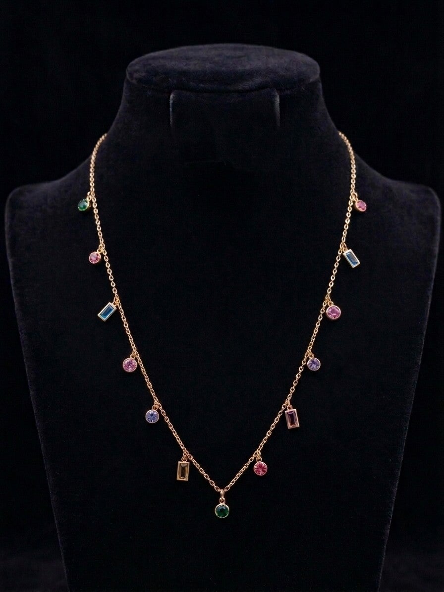 Rainbow Gemstone Charm Necklace