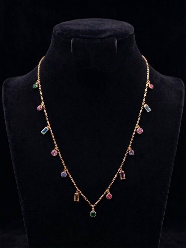 Rainbow Gemstone Charm Necklace