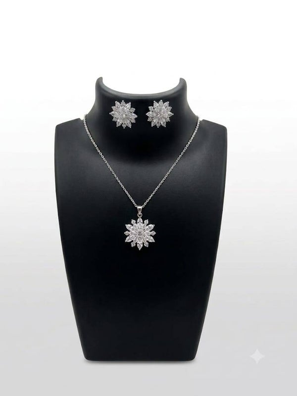 Snowflake Crystal Pendant and Earing set