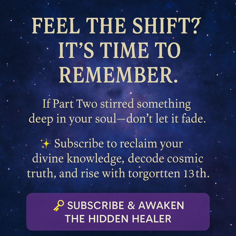 A cosmic digital artwork with a nebula-filled background in rich tones of blue, purple, and pink. Bright yellow text overlays the stars, reading: “FEEL THE SHIFT? IT’S TIME TO REMEMBER.” The design invites viewers to subscribe and embrace their spiritual 