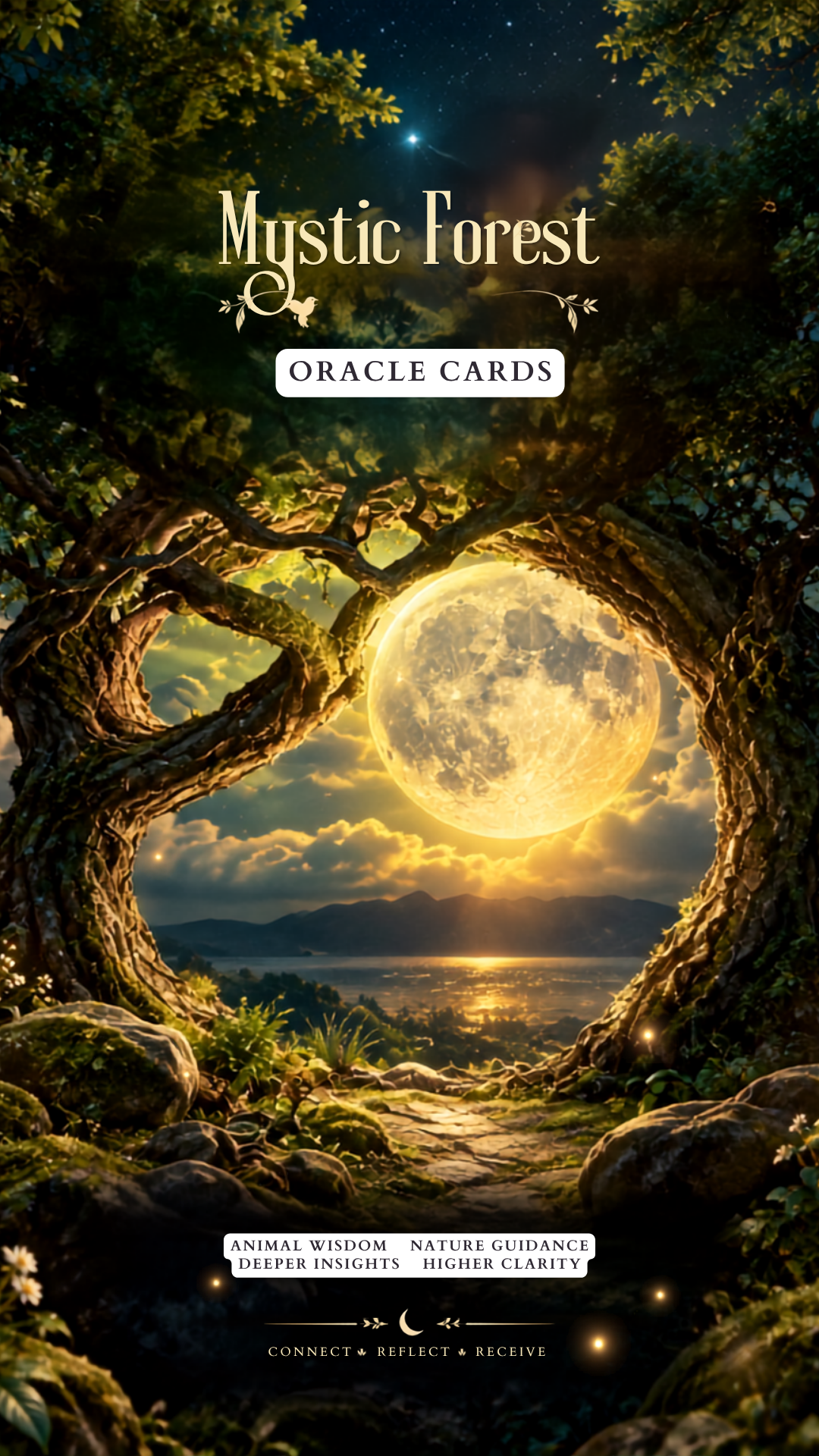 Mystic Forest oracle cards for quick three-card spiritual guidance, reflection, and intuitive insight readings.