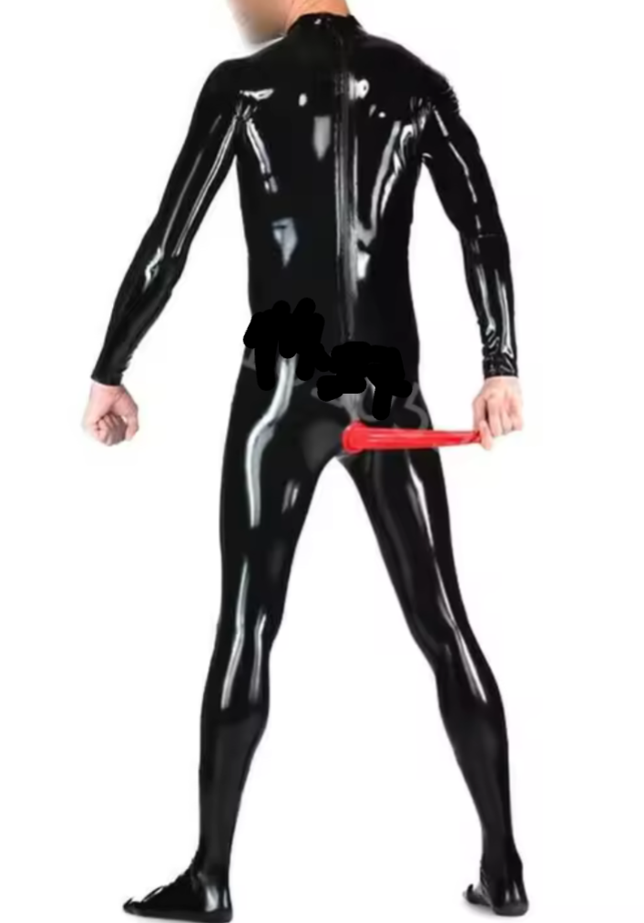 Rubber latex catsuit for men