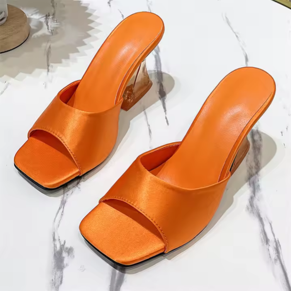 Transparent heeled sandals