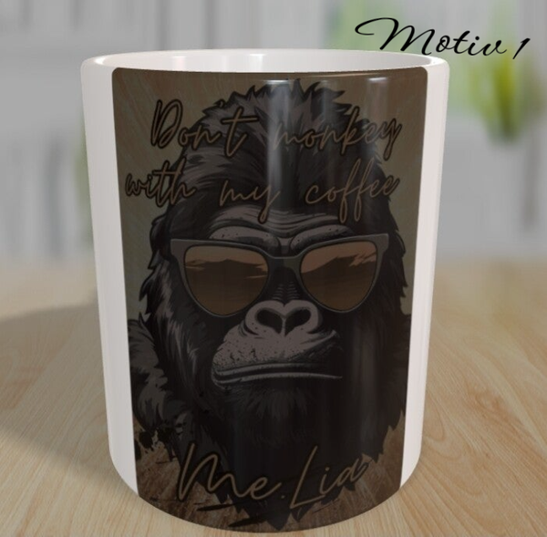 Tasse Monkey Motiv #06 Farbe gold
