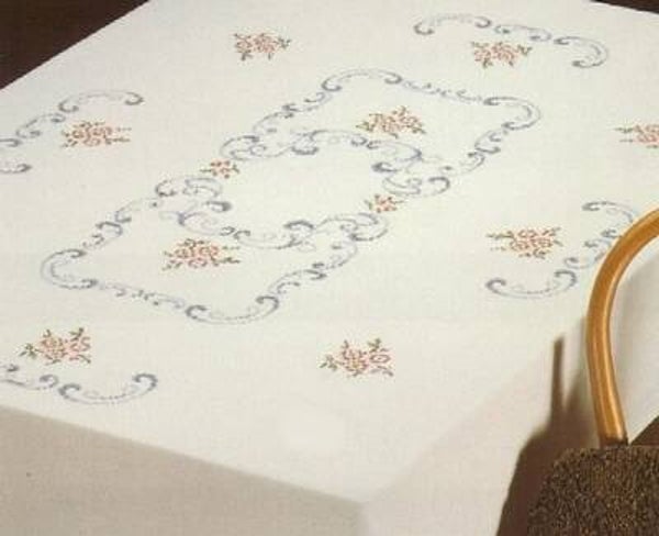 Tafellaken - Bloem, paars-rose 130 x 160 cm