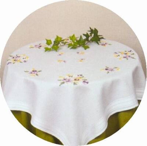 Tafelkleedje - Bloem lila-geel 80 x 80 cm