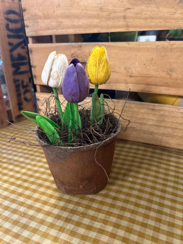 Grungy Triple Tulip Pot