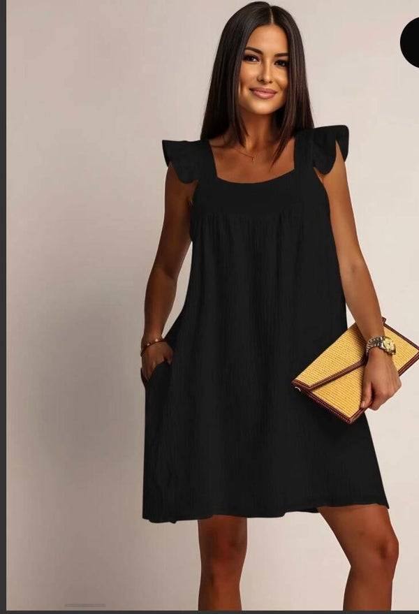 Robe en gaze de coton à bretelles volantes