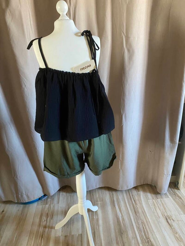 Top à bretelles en gaze de coton