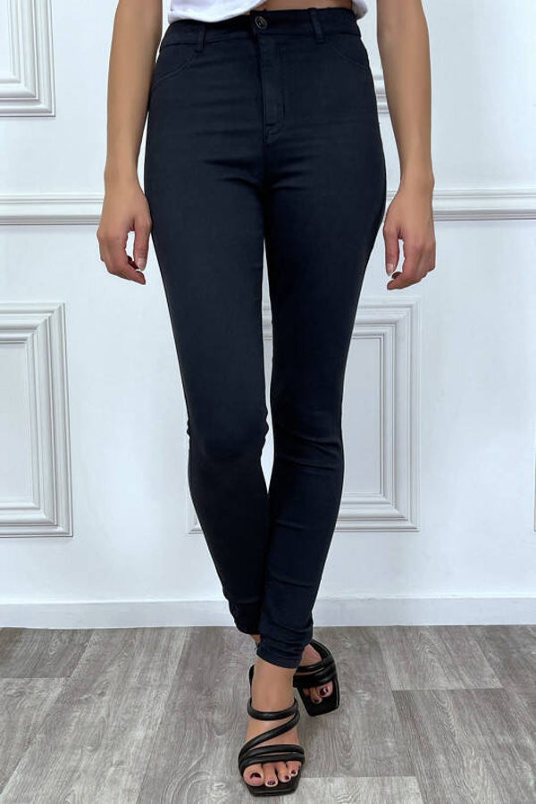 Jeans slim marine taille haute