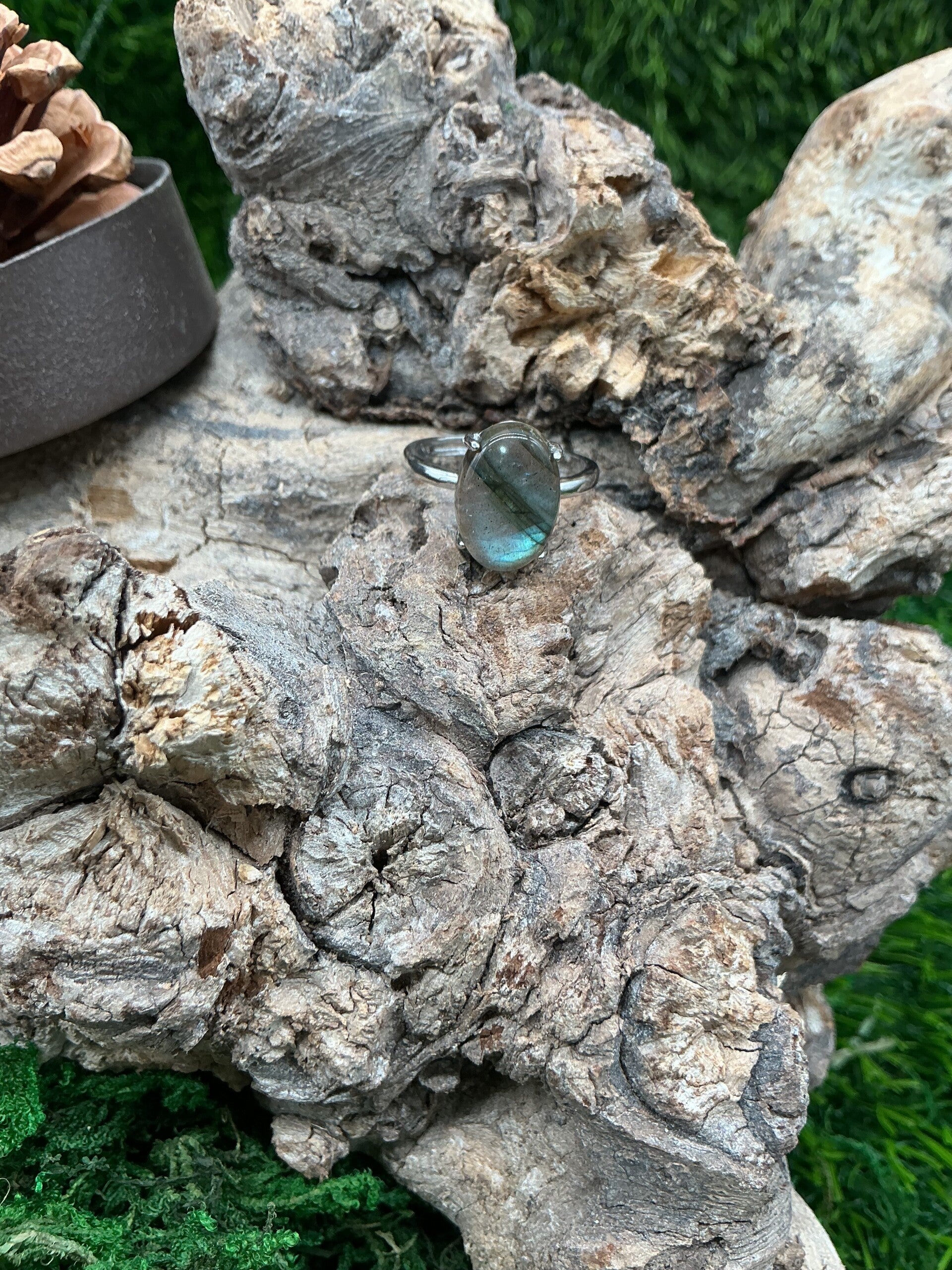 Bagues ajustables LABRADORITE (10 x 14 mm)