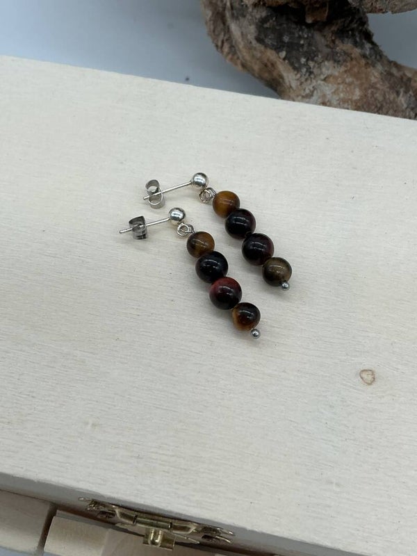Boucles d'oreilles oeil de tigre - Création unique DS