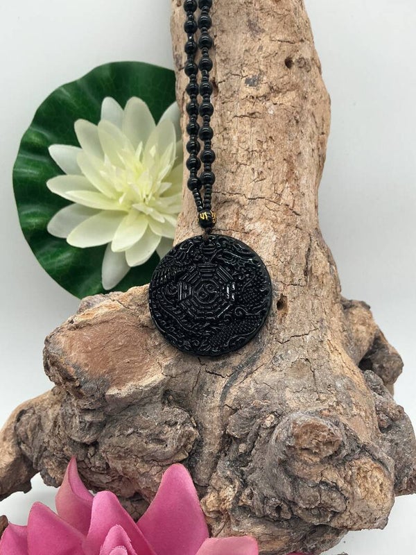 Pendentif Dragon/Phenix obsidienne