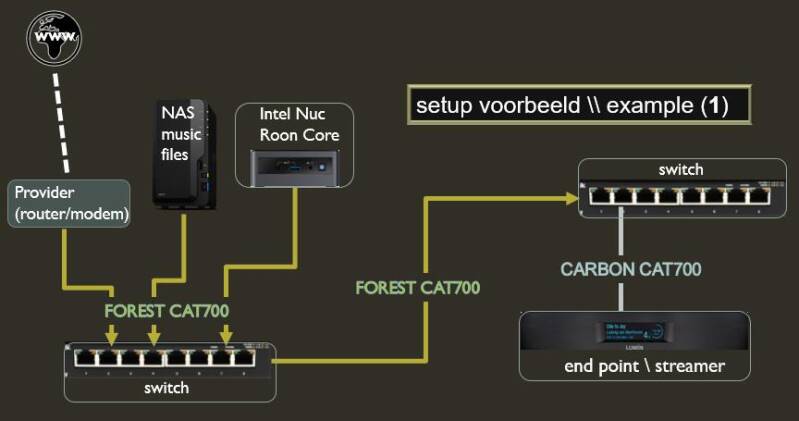 voorbeeld setup met AudioQuest Carbon Cat700 & Forest Cat700