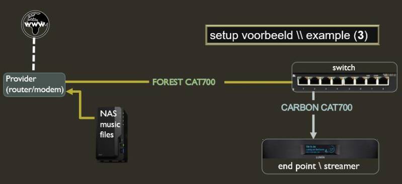 voorbeeld setup met AudioQuest Carbon Cat700 & Forest Cat700