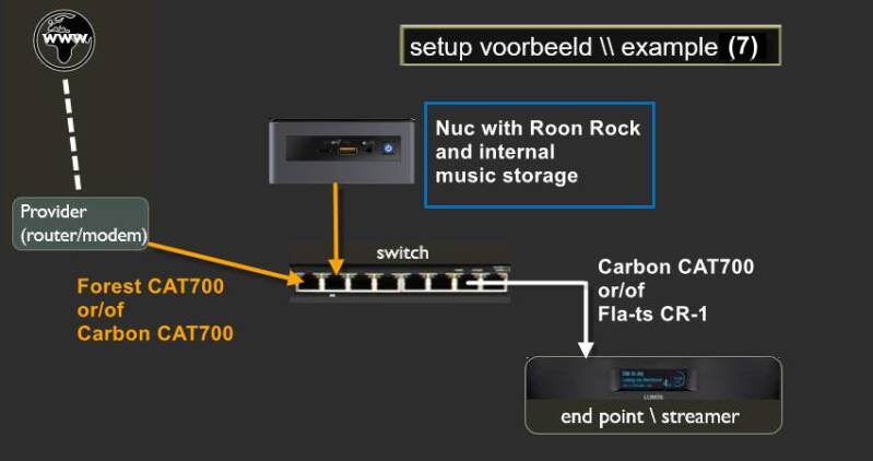 voorbeeld setup met AudioQuest Carbon Cat700 & Forest Cat700