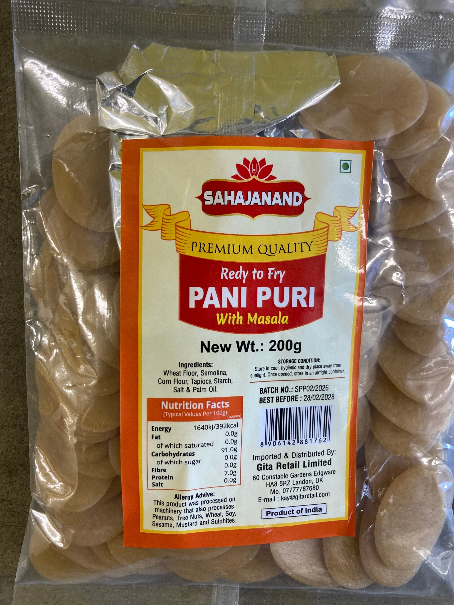 SHAJANAND READY TO FRY PANI PURI 200 g