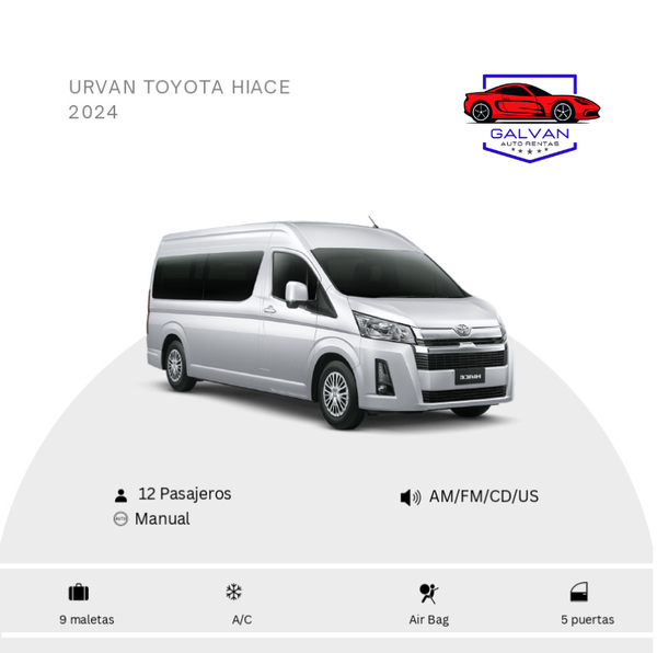 Urvan Toyota HIACE  12 pasajeros 2024