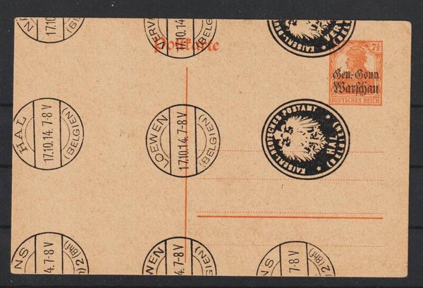 Ganzsache P 5 mit Besetztung Belgien Stempel Überdruck  (s30045)