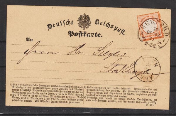 MiNr. 14 EF Postkarte Hufeisenstempel: HERFORD 10 DECBR.72  (ag)