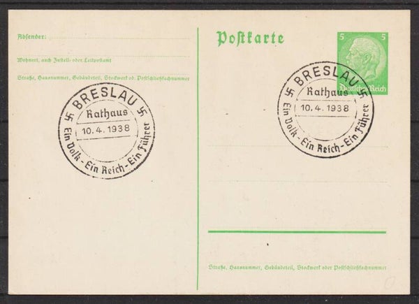 SST.: "BRESLAU Rathaus, Ein Volk-Ein Reich-Ein Führer 10.4.1938 (s26021)