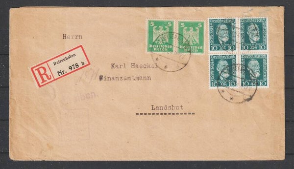 MiNr. 368 VB auf R-Brief DEISENHOFEN 18.11.24, Rückseite  (hs)