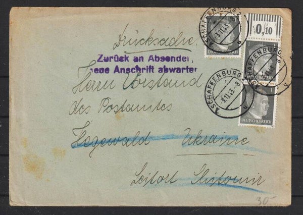 portogerechte Drucksache Aschaffenburg nach Shitomir, Ukraine (b30040)