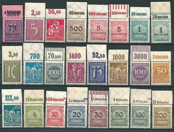 24 verschiedene Oberrand Marken postfrisch ** (0103)