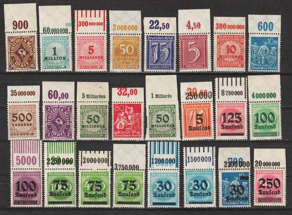 24 verschiedene Oberrand Marken postfrisch ** (0107)