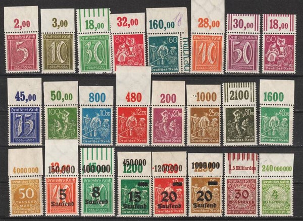 24 verschiedene Oberrand Marken postfrisch ** (0108)