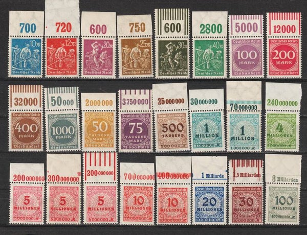 24 verschiedene Oberrand Marken postfrisch ** (0113)