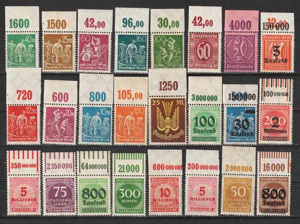 24 verschiedene Oberrand Marken postfrisch ** (0116)