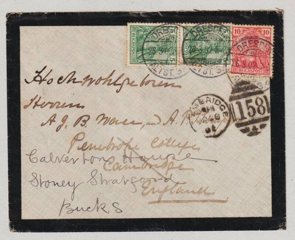 MiNr. 55, 56 Auslandsbrief, Cambridge, England  (0122)