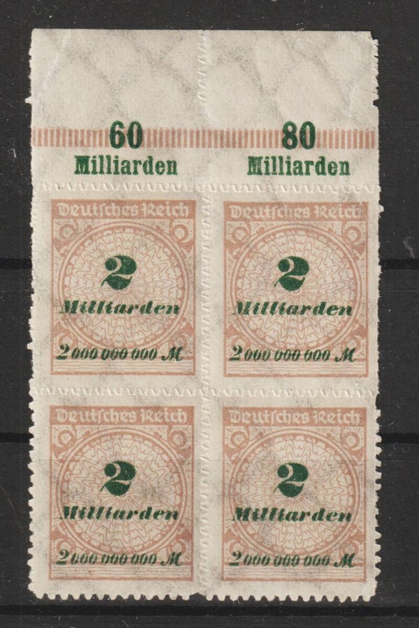 MiNr. 326 B Oberrand postfrischer ** Viererbloch mit HT (0145)