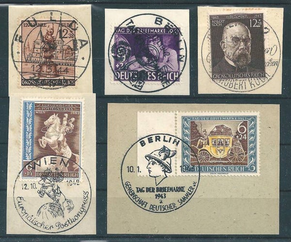 MiNr. 811, 821, 828, 864 + 886 Briefstücke (0190)