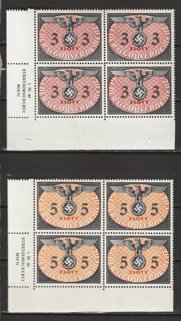 Generalgouvernement MiNr. D 14 + 15 ** Bogenecken, Druckerzeichen (b166)