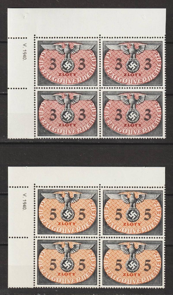 Generalgouvernement MiNr. D 14 + 15 ** Bogenecken, Druckerzeichen (b320))