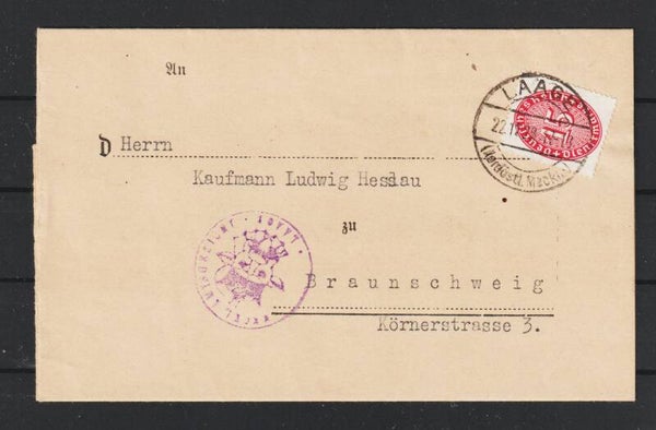 MiNr. D 124 auf Brief  LAAGE 22.11.29    (ad27)