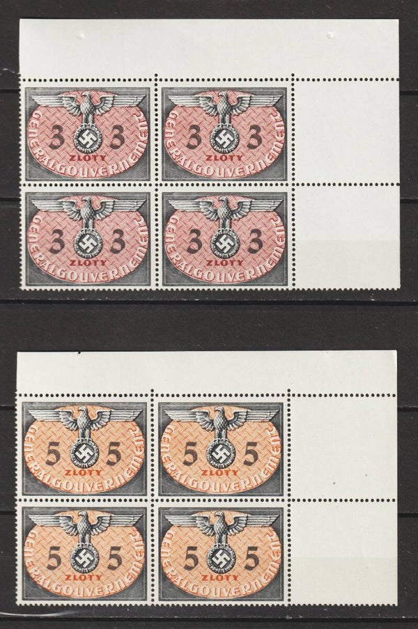 Generalgouvernement MiNr. D 14 + 15 postfrische ** Bogenecken (0261)