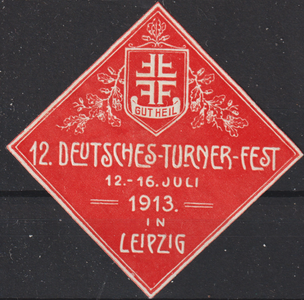 Vignette, Reklamemarke "12. Deutsche Turner Fest Leipzig 1913"  (0270)