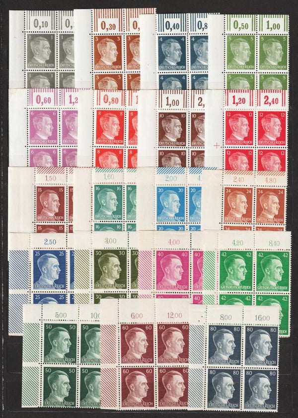 Adolf Hitler 1-80 Pfennig ** Oberrand Bogenecken (0270)